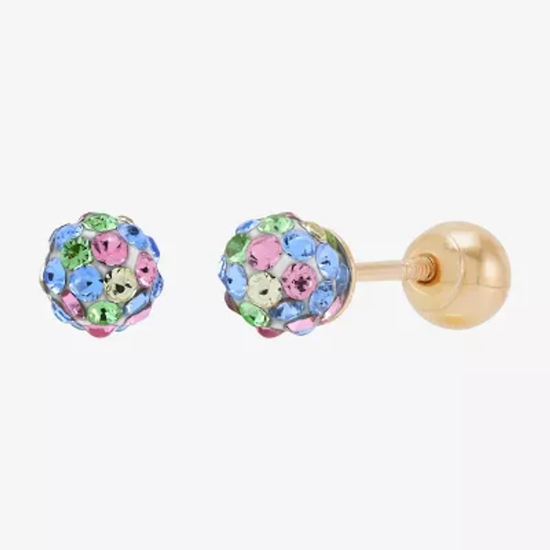 Multi Color Crystal 10K Gold 4.8mm Ball Stud Earrings