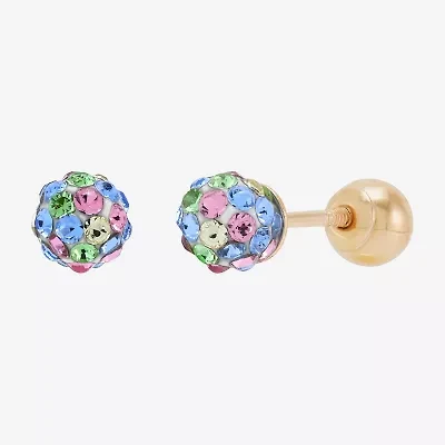 Multi Color Crystal 10K Gold 4.8mm Ball Stud Earrings
