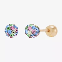 Multi Color Crystal 10K Gold 4.8mm Ball Stud Earrings