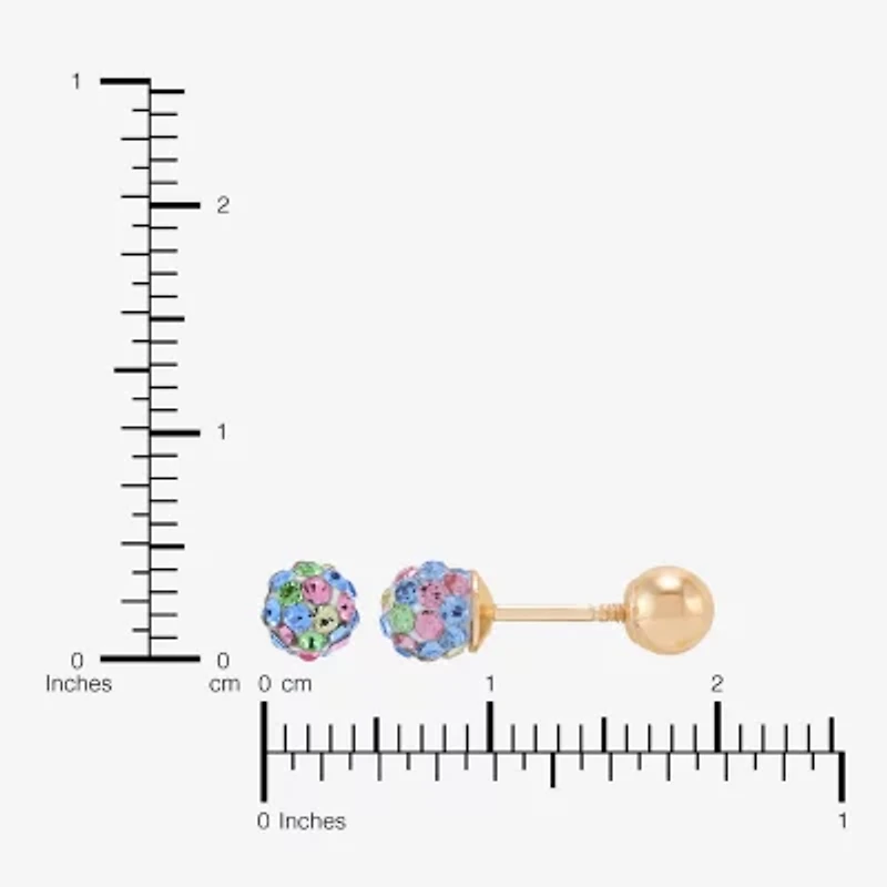 Multi Color Crystal 10K Gold 4.8mm Ball Stud Earrings