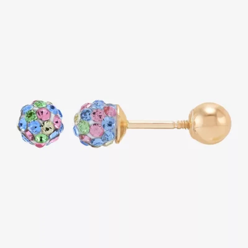 Multi Color Crystal 10K Gold 4.8mm Ball Stud Earrings