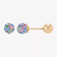 Multi Color Crystal 10K Gold 4.8mm Ball Stud Earrings