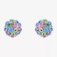 Multi Color Crystal 10K Gold 4.8mm Ball Stud Earrings