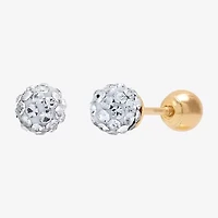 White Crystal 10K Gold 4.8mm Ball Stud Earrings