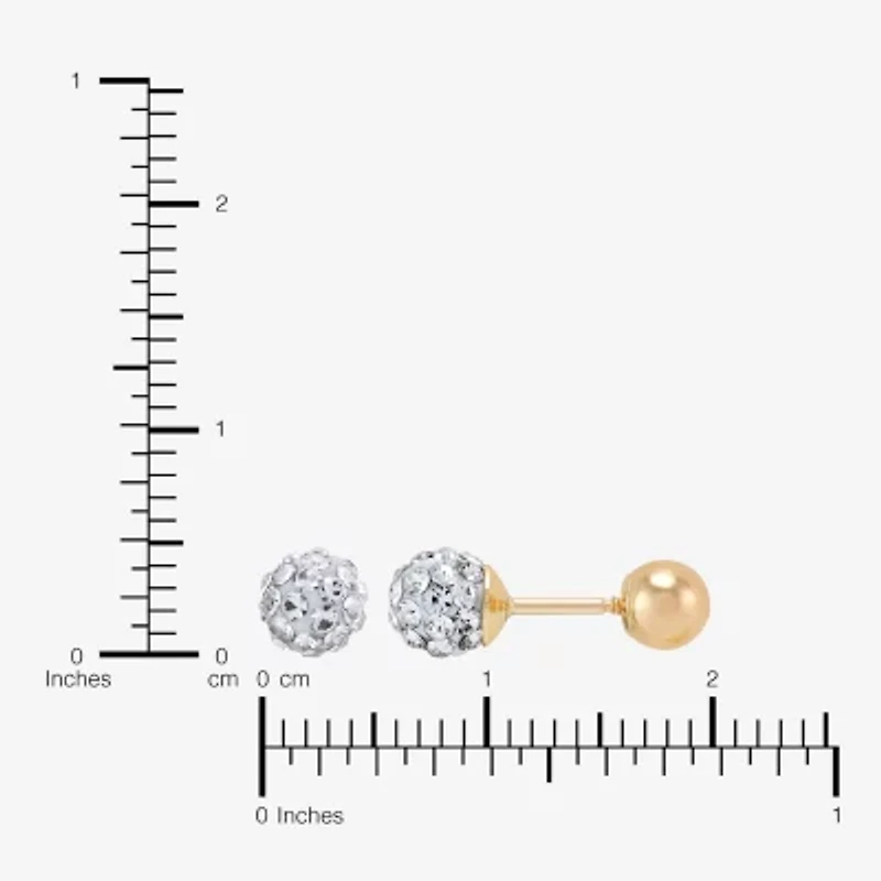 White Crystal 10K Gold 4.8mm Ball Stud Earrings