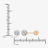 White Crystal 10K Gold 4.8mm Ball Stud Earrings