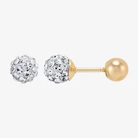 White Crystal 10K Gold 4.8mm Ball Stud Earrings