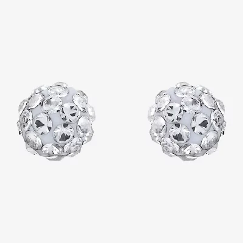 White Crystal 10K Gold 4.8mm Ball Stud Earrings