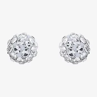 White Crystal 10K Gold 4.8mm Ball Stud Earrings