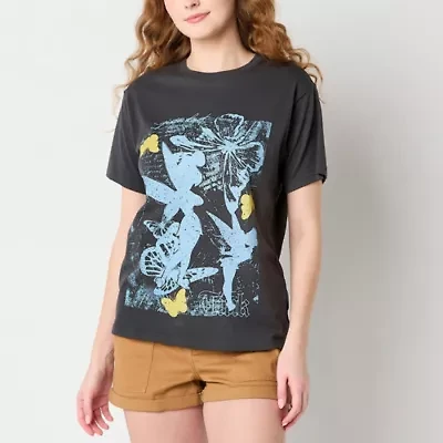 Tinker Bell Boyfriend Womens Crew Neck Short Sleeve Loose Fit Juniors Graphic T-Shirt