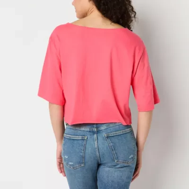My Lover Girl Era Relaxed Off The Shoulder Cropped Tee Womens Short Sleeve Oversized Juniors Graphic T-Shirt