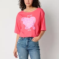 My Lover Girl Era Relaxed Off The Shoulder Cropped Tee Womens Short Sleeve Oversized Juniors Graphic T-Shirt