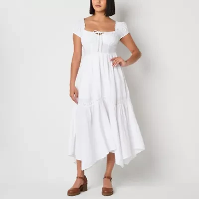 Arizona Womens Short Sleeve Juniors Maxi Dress