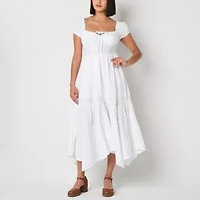 Arizona Womens Short Sleeve Juniors Maxi Dress