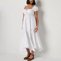 Arizona Womens Short Sleeve Juniors Maxi Dress
