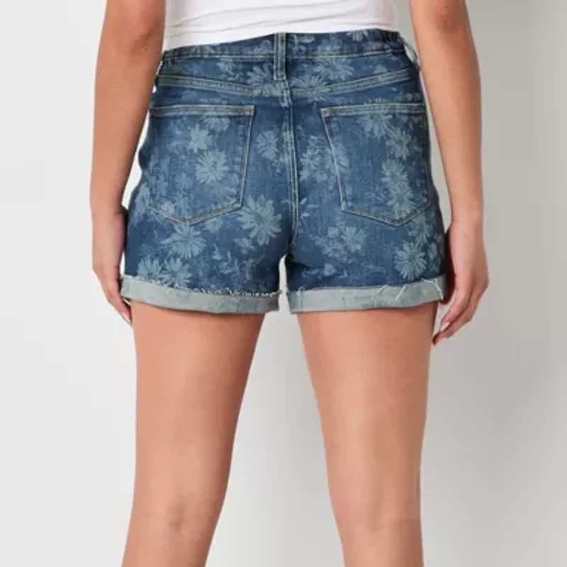 Arizona Curvy Womens 4" High Rise Juniors Denim Short