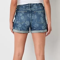Arizona Curvy Womens 4" High Rise Juniors Denim Short