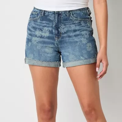Arizona Curvy Womens 4" High Rise Juniors Denim Short