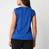 Liz Claiborne Womens Keyhole Neck Sleeveless Blouse
