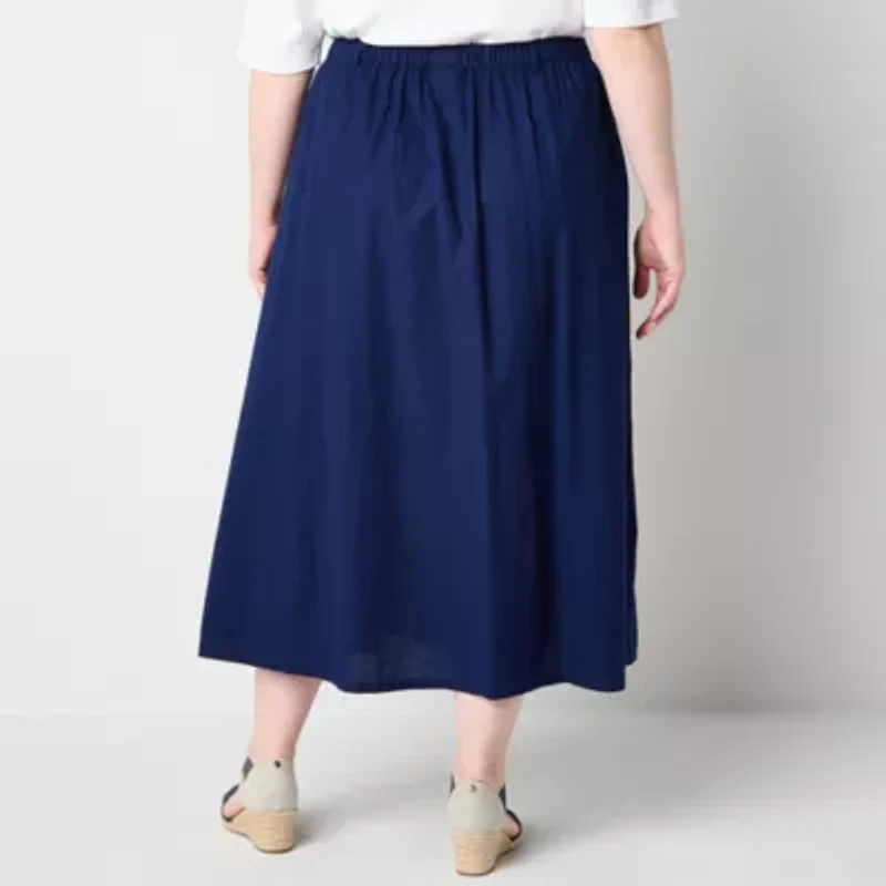 St. John's Bay Womens Midi Plus A-Line Skirt