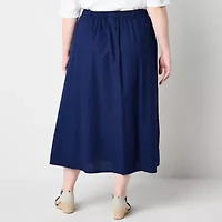 St. John's Bay Womens Midi Plus A-Line Skirt