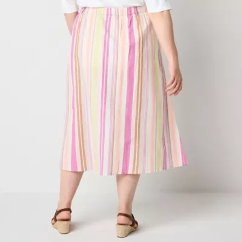 St. John's Bay Womens Plus Midi A-Line Skirt