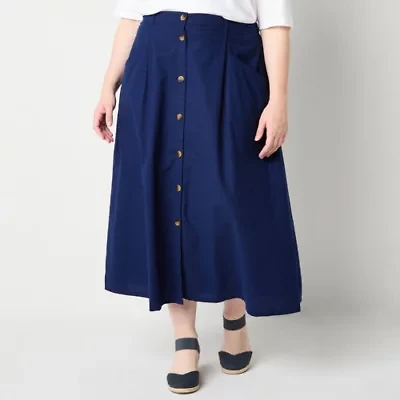 St. John's Bay Womens Midi Plus A-Line Skirt