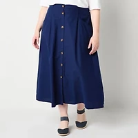St. John's Bay Womens Midi Plus A-Line Skirt