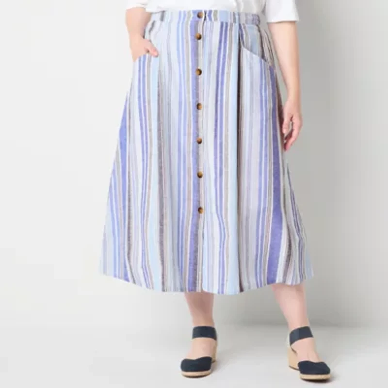 St. John's Bay Womens Plus Midi A-Line Skirt