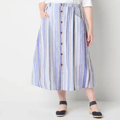 St. John's Bay Womens Plus Midi A-Line Skirt
