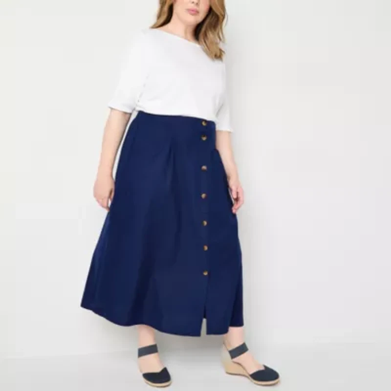 St. John's Bay Womens Midi Plus A-Line Skirt