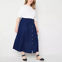 St. John's Bay Womens Midi Plus A-Line Skirt