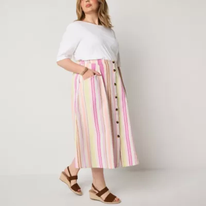 St. John's Bay Womens Plus Midi A-Line Skirt