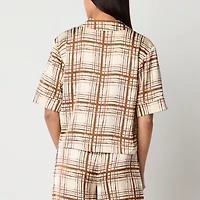Worthington Womens Short Sleeve Camp Shirt