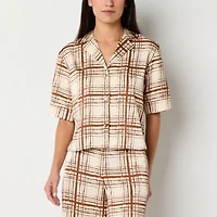 Worthington Womens Short Sleeve Camp Shirt