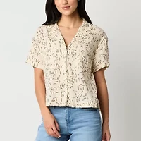 a.n.a Soft Drape Womens Short Sleeve Blouse