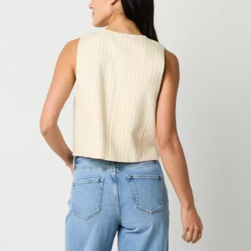 a.n.a Tie Front Womens Round Neck Sleeveless Vest