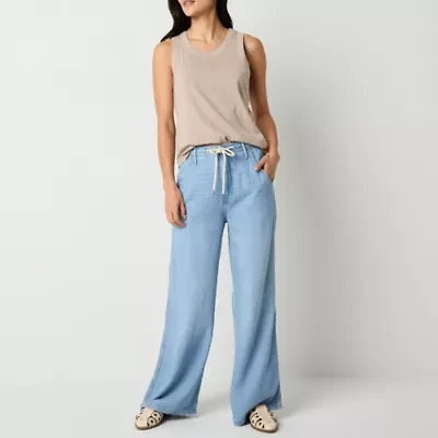 a.n.a Soft Drape Womens High Rise Wide Leg Jean