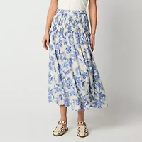a.n.a Smocked Waist Womens Midi A-Line Skirt