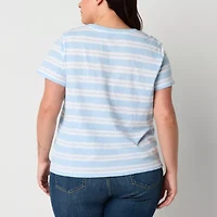 a.n.a Womens Crew Neck Short Sleeve Plus T-Shirt