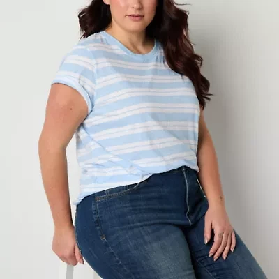 a.n.a Womens Crew Neck Short Sleeve Plus T-Shirt