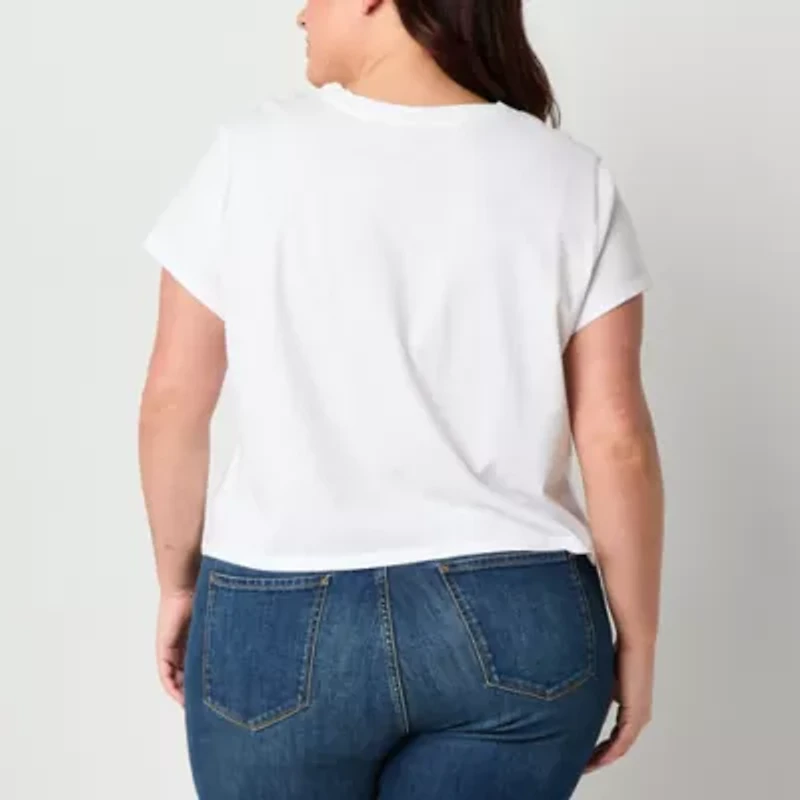 a.n.a Womens Plus Crew Neck Short Sleeve Pocket T-Shirt