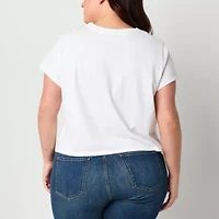 a.n.a Womens Plus Crew Neck Short Sleeve Pocket T-Shirt