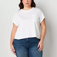 a.n.a Womens Plus Crew Neck Short Sleeve Pocket T-Shirt