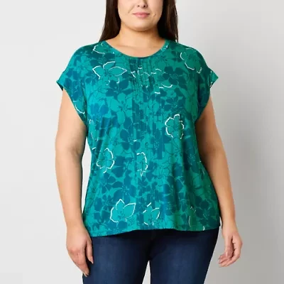 Liz Claiborne Womens Crew Neck Short Sleeve Plus T-Shirt