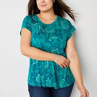 Liz Claiborne Womens Crew Neck Short Sleeve Plus T-Shirt