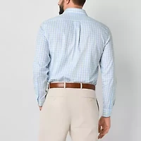 Stafford Cool Tech Mens Long Sleeve Regular Fit Stretch Fabric Wrinkle Free Button-Down Shirt