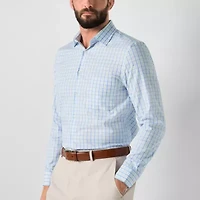 Stafford Cool Tech Mens Long Sleeve Regular Fit Stretch Fabric Wrinkle Free Button-Down Shirt