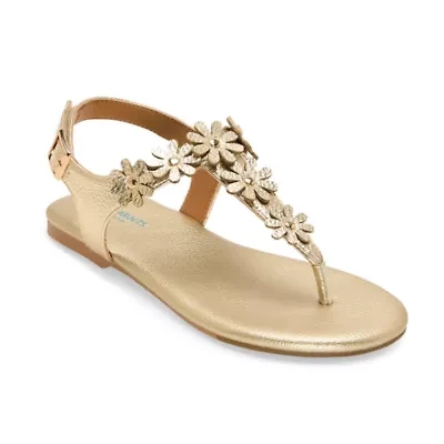 Thereabouts Little & Big Kid Girls Hazel Adjustable Strap Flat Sandals