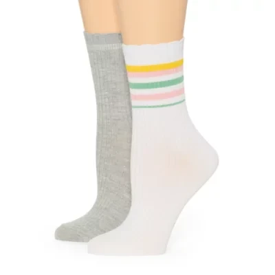 Arizona Ruffle Womens 2 Pair Crew Socks